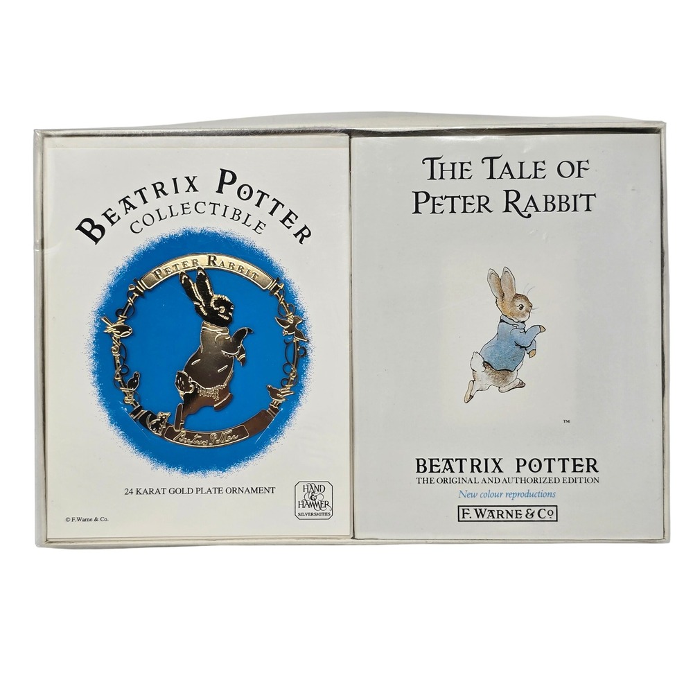 Beatrix Potter Peter Rabbit 24 Karat Gold Plated Ornament Book Collectible Set